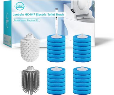 Electric Toilet Brush and Holder, Leebein Electric Toilet Bowl Scrubber Kit with 8 Replaceable Brush Heads, Disposable Toilet Brush with 6 Cleaning Refills, 2 Grout Brushes (Replacement Brush 26)
