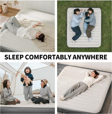 Надувна матрац Naturehike для 2 осіб з електричним насосом, 200x150x25 см. Самостійно надувається, преміум-якість. Ідеально для кемпінгу, дому та гостей. Колір: коричневий, сірий.