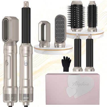 Набір для укладки волосся Atopskins 6 в 1: фен, плойка, щітка для об'єму | 1000W, Creamgold