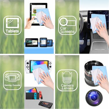 Серветки для чищення з мікрофібри Eco-Fused (5 шт.) - двосторонні - для смартфонів, LCD-телевізорів, планшетів, екранів ноутбуків та об'єктивів камер (30 x 30 см, блакитні)