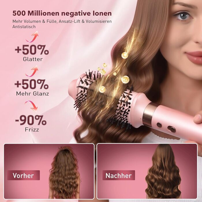 Airstyler 6-в-1: Фен, стайлер, локони, випрямлення. Рожевий колір.