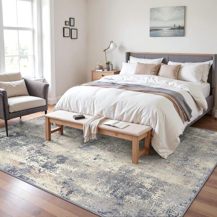 Килимок для вітальні BEIMO, абстрактний дизайн, короткий ворс, 120x170 см, антиковзаючі, для спальні, ванної, кухні, коридору, блакитний