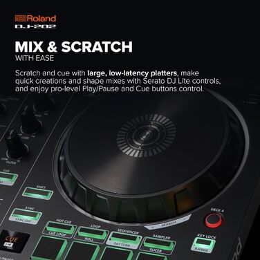 DJ контролер Roland DJ-202: 2-канальний контролер для Serato Intro з 4 деками