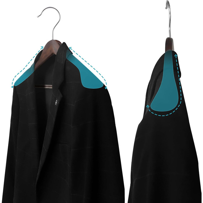 Wooden Clothes Hangers, 6-Piece Suit Hangers, 360° Swivel Hook, for Jackets, Shirts, Suits, Coats, 44 x 5.5 x 23 cm (L x W x H), Dark Walnut AWY0406H