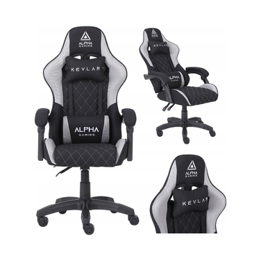Ігрове крісло Alpha Gaming Kevlar Grey, тканина, чорно-сіре