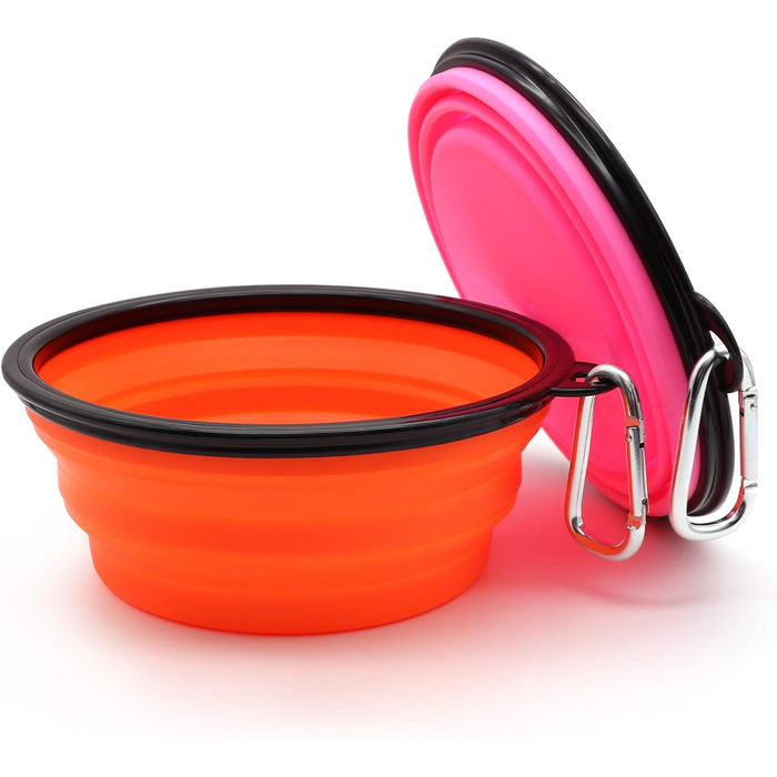 Складні миски для собак та котів SLSON (2 шт.) – 1000 мл, оранжевий та рожевий кольори