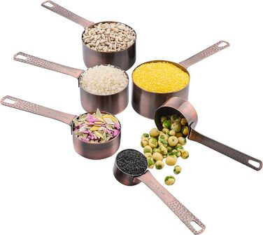 Smithcraft Measuring Cup and Spoon Set made of 18/8 Stainless Steel (Copper, 6 Cups + 7 Spoons + 2 Rings + 1 Level).