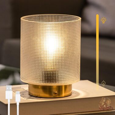 Бездротова настільна лампа з таймером, вінтажний дизайн, LED, скло, для дому та вулиці, диммування, сірий колір, розмір L