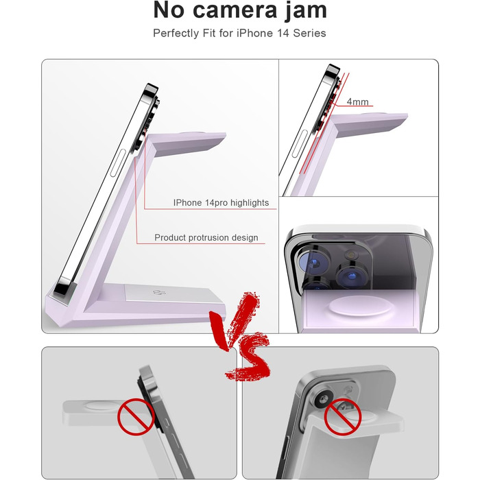 Бездротова зарядка 3-в-1 для Apple Watch, iPhone та AirPods Pro (білий/фіолетовий)