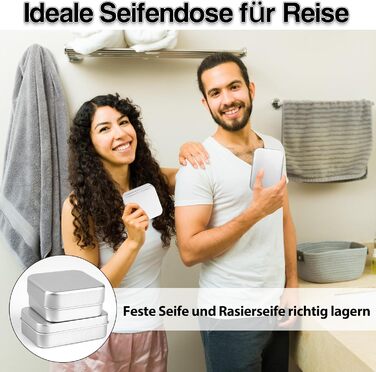 Набір мильниць для подорожей 2 шт. з алюмінію з підсіткою, вологостійкі, нержавіючі мильниці для дому, подорожей, мила та пінки для гоління (срібні)
