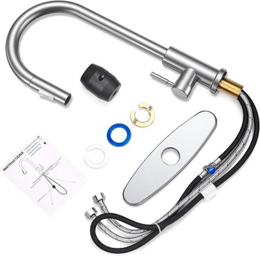 Кухонний змішувач Wasserhahn з висувною лійкою, поворотний на 360°, 2 функції, однорідний, для кухні (сріблястий)