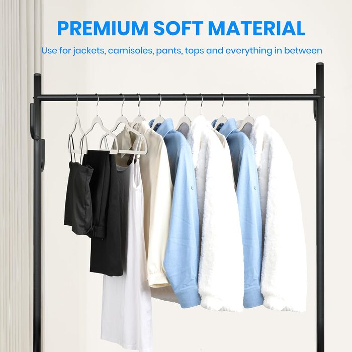 Клеiderbügel YSSOA: 50 шт. вешалок для одягу з антиковзаючою поверхнею, 360° обертання, білі, для шафи, економія місця