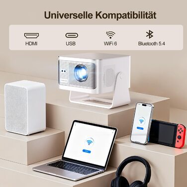 Magcubic Mini Beamer 4K/8K: Портативний проєктор з Android 14, WiFi 6, Bluetooth 5.4, автофокусом та 12W динаміком. Модель HY350MAX