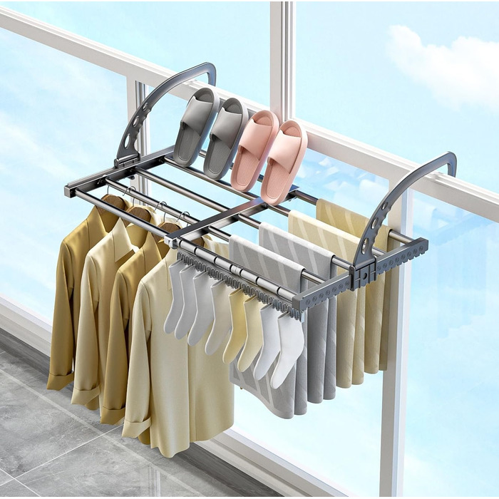 Сушарка для білизни ANEWSIR на балкон та в квартиру: розтяжна, складна, компактна, для рушників та шкарпеток (38-55 см)