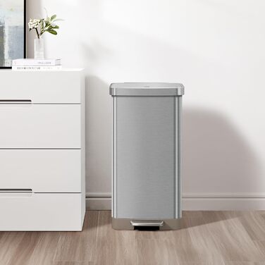 Відро для сміття EKO Madison 30 л з висувним контейнером, м'яким закриттям кришки, стійке до відбитків пальців, нержавіюча сталь, прямокутне, з 20 мішками для сміття 75 л