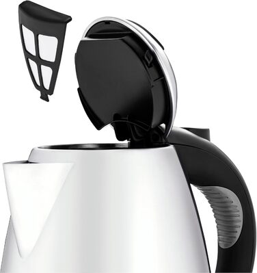WMF Stelio Stainless Steel Kettle 1.7L, Electric Kettle with Scale Filter, 2400 W, Illuminated Water Level Indicator, Matte Stainless Steel (Gray)