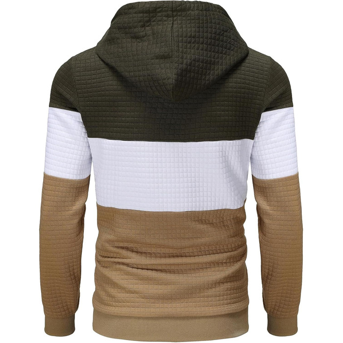 Чоловічий худі YuKaiChen з па́тчворком, великі рукави, капюшон, кольоровий, з кишенями, оливковий/білий/хакі