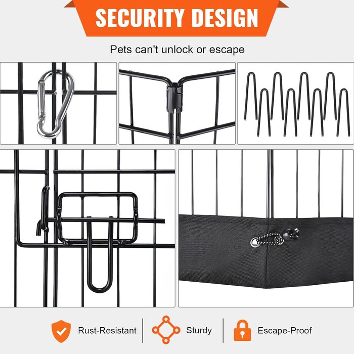 VEVOR 8-Panel Foldable Dog Playpen with Waterproof Cover & Mat - 61cm High
