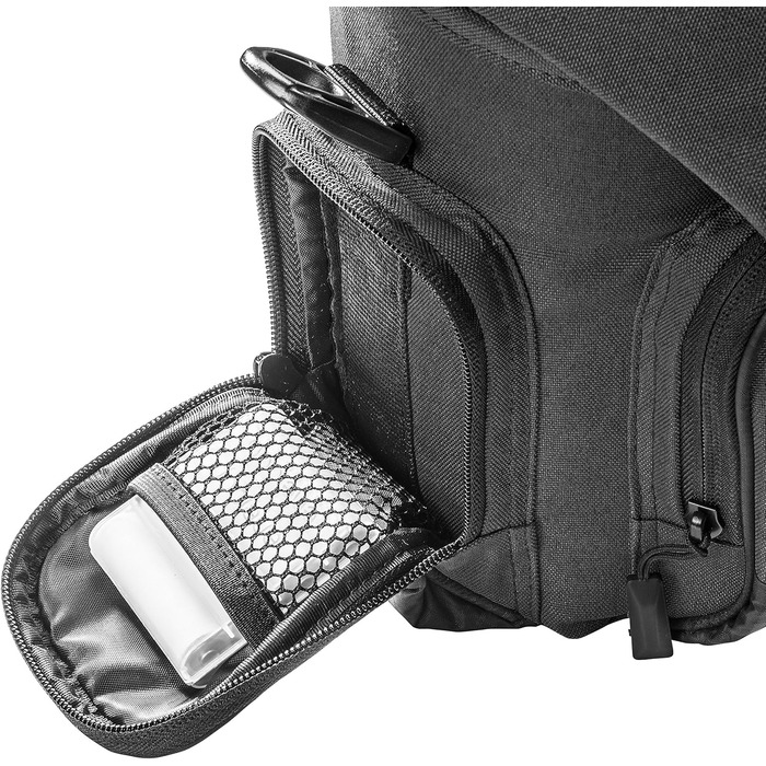 Сумка для камери Mantona Premium - підходить для камер DSR & DSM з об'єктивом (з пилозахистом, м'яким ремінцем, блискавкою, регульованим внутрішнім відділенням) (Антрацит, Антрацит)