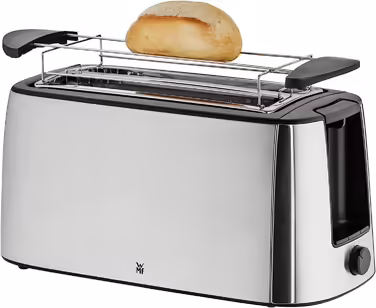 WMF Bueno Pro Toaster 4-Slice Long Slot with Bun Warmer, XXL Toast, Crunchy Function, 6 Browning Levels, 1550W, Stainless Steel Matte Toaster Single