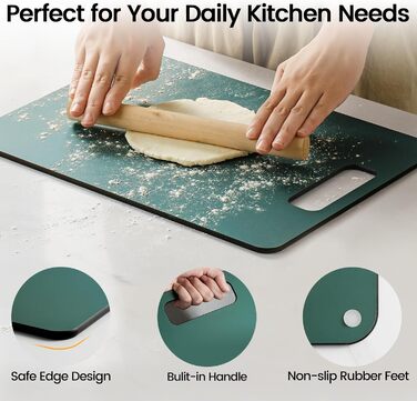 Набір дерев'яних обробних дощок 2 шт., стійкі до миття в посудомийній машині, високої щільності, нетоксичні, без BPA, з антиковзними ніжками, безпечні для ножів – ідеально для кухні та як подарунок (зелені)