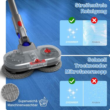Насадка для пилососа Dyson V7/V8/V10/V11/V15 ZOBMIO з баком для води та миючими мітпами
