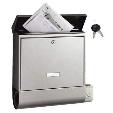 Поштова скринька Burg-Wächter з газетницею та табличкою для імені, нержавіюча сталь, формат DIN C4, 2 ключі, AMZ 2500 NI
