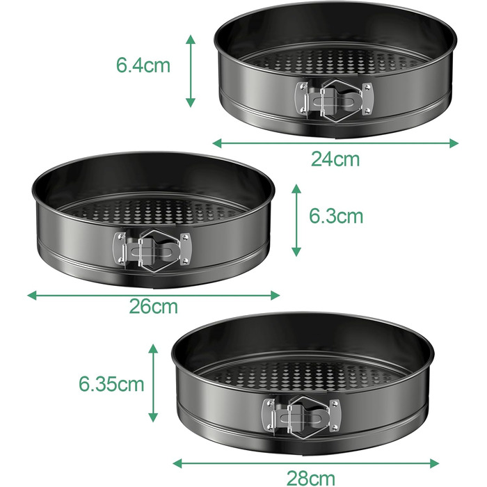 Набір форм для випічки WinGluge (3 шт.) - 24/26/28 см, з антипригарним покриттям, знімний дно