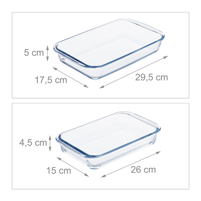 Relaxdays Set of 2 Casserole Dishes made of Glass