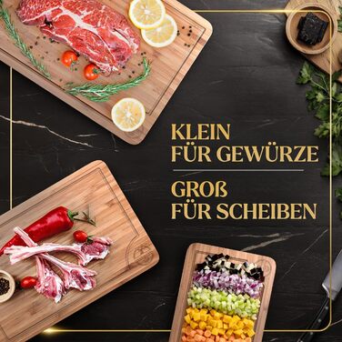 Набір дерев'яних обробних дощок Deer & Oak (3 шт.) - великі, 40x30x3.8 см, для м'яса, овочів та хліба