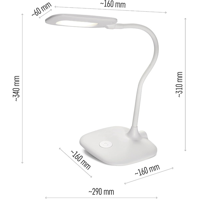 LED настільна лампа EMOS STELLA 6,5W з регулюванням яскравості, 4000K, гнучкий шарнір, 1,7м кабель, CRI>80