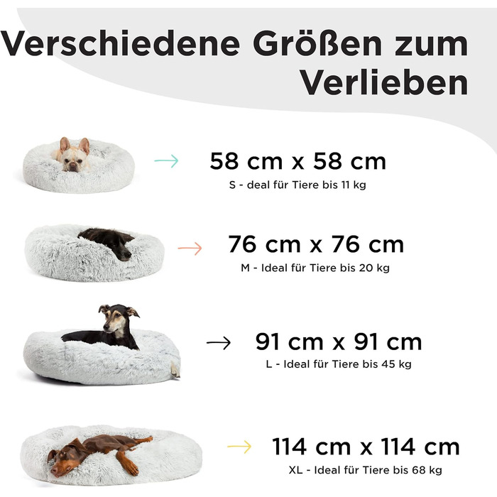 Круглий лежак для котів та собак Best Friends by Sheri - заспокійливий, 58x58 см, Frostgrau