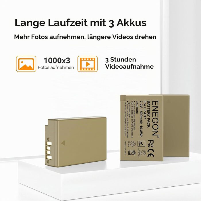 Акумулятор ENEGON LP-E17 для Canon Rebel SL2/T6i/T6s/T7i/EOS R10/R8/RP/R50 + USB зарядний пристрій