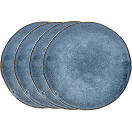 Singer | Darwin Dinnerware Set 4-Piece, Plate Set for 4 People, Stoneware Plates Set, Dinnerware, Modern Handmade Plates, Blue Dinner Service | PREMIUM COLLECTION Dinner Plates 4-Piece