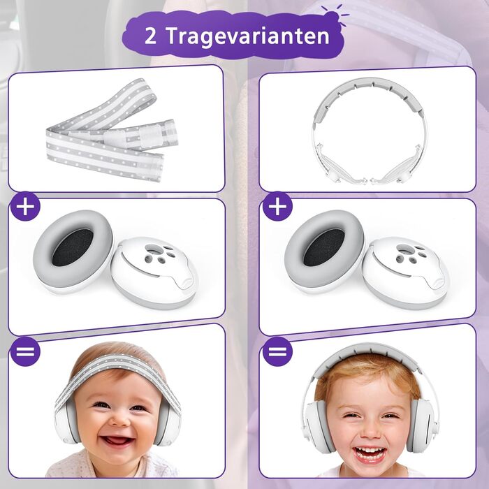 Навушники для захисту від шуму для малюків 0-2 роки (сірі)