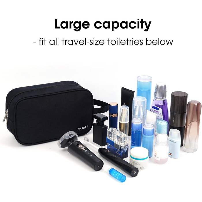 Чоловічий туалетний набір Narwey: водонепроникна, міцна косметичка для подорожей з багатьма відділеннями (чорний)