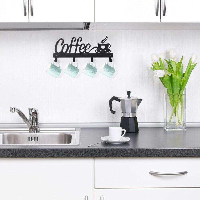 CUKE2BEET Wall-Mounted Coffee Cup Holder – Cup Organizer for Coffee Bar, Kitchen Utensils