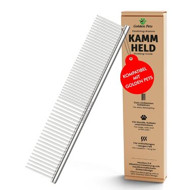 Зубчаста щітка для собак та котів з захисними нопочками - видаляє підшерсток, ковтуни та вузли. Ідеальна для довгошерстих порід, наприклад, кокапу, пуделів. Щітка для щоденного догляду за шерстю, розмір M-L. Професійний гребінець для шерсті.