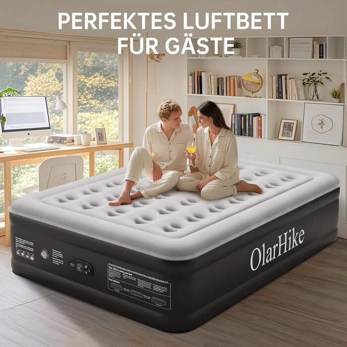Надувний матрац OlarHike для кемпінгу та дому - 200 x 140 x 46 см (2 особи)