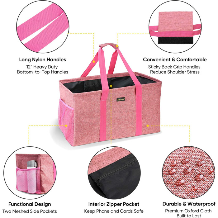 BALEINE Extra Large Multi-Purpose Tote Bag with Wire Frame for Storage (22