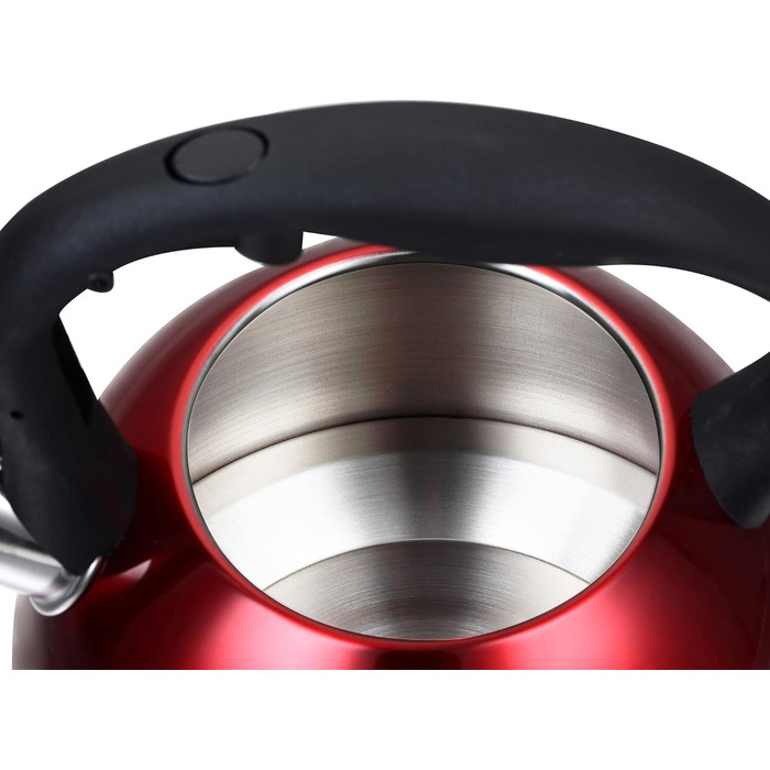 Чайник-свисток 2,5 л з нержавіючої сталі для Induktion, Gas, з свистком, чайник, кип'ятильник, кип'ятильник (червоний)