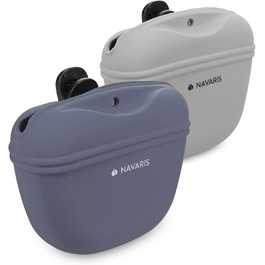 Набір з 2 силіконових мішечків для корму Navaris - мішечки для ласощів з кліпсою та магнітом - для сухого, вологого корму та ласощів (сірий & фіолетовий)