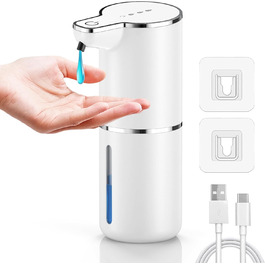Автоматичний диспенсер для мила з датчиком, настінний, USB, 4 рівня, білий - для кухні, ванної, школи