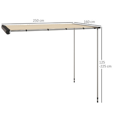 Outsunny Car Roof Tent - Weather-Resistant Camping Shelter, 160 x 250 x 125-225 cm, Khaki