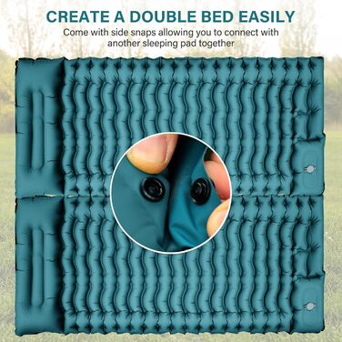 Yuzonc Self-Inflating Camping Mat with Foot Pump & Pillow - Compact & Lightweight Inflatable Sleeping Pad for Outdoor Use (Green & Blue)