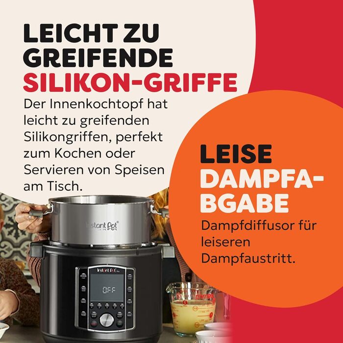 Instant Pot Pro 10-в-1: мультиварка-скороварка, 1200 Вт, 5.7 л, чорна нержавіюча сталь. 10 функцій: скороварка, плита, рисоварка, пароварка, йогуртниця, Sous Vide.