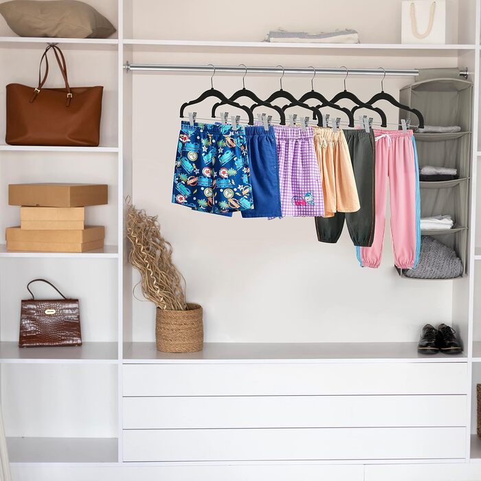 Вішалки для одягу: спідниці, штани, блузки, піджаки, сорочки, легінси. 360° обертання, рожевий/чорний комплект (10 шт.)