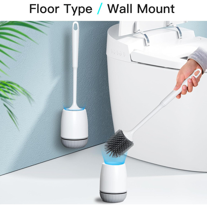 Силіконова щітка для унітазу EWEIMA з швидковисихним тримачем та захистом від протікання, біла