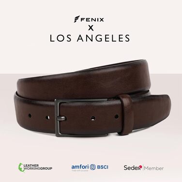 Чоловічий ремінь FENIX LOS ANGELES Toffee Brown (95 см) — шкіряний, регульований, з нікель-вільною пряжкою, ширина 30 мм, для костюмів та джинсів
