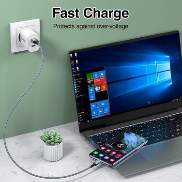 Кабель USB-C GIANAC: зарядний та передавач даних для Samsung, Huawei, Google, Sony (0.3м, зелений)